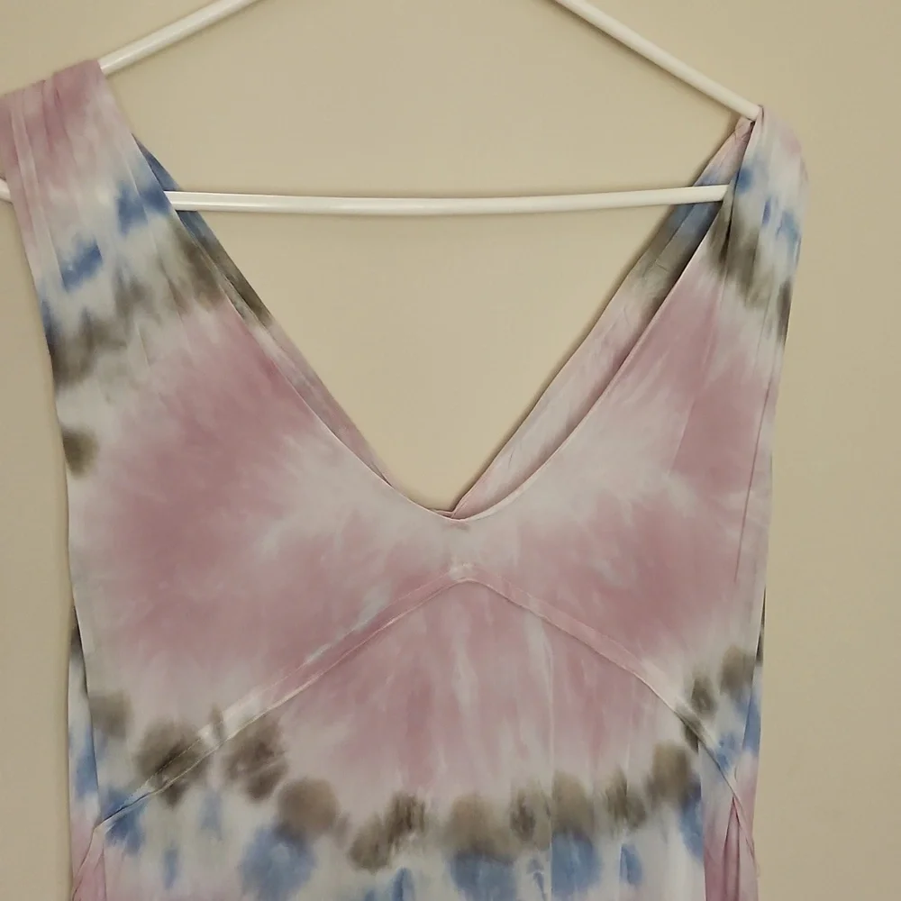 Young Fabulous & Broke Tie Dye Pink and White Sleeveless V-Neck Maxi Sundress XL - Picture 6 of 14